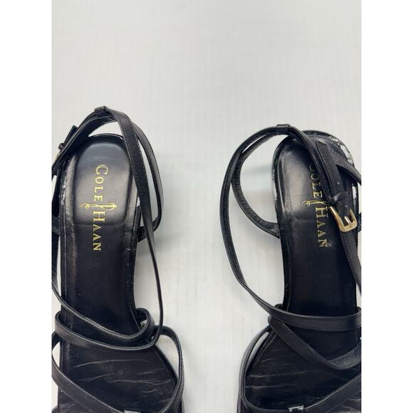Cole Haan Sandals Black Strappy Leather Sandal Size 7 1/2 Medium - Picture 3 of 5